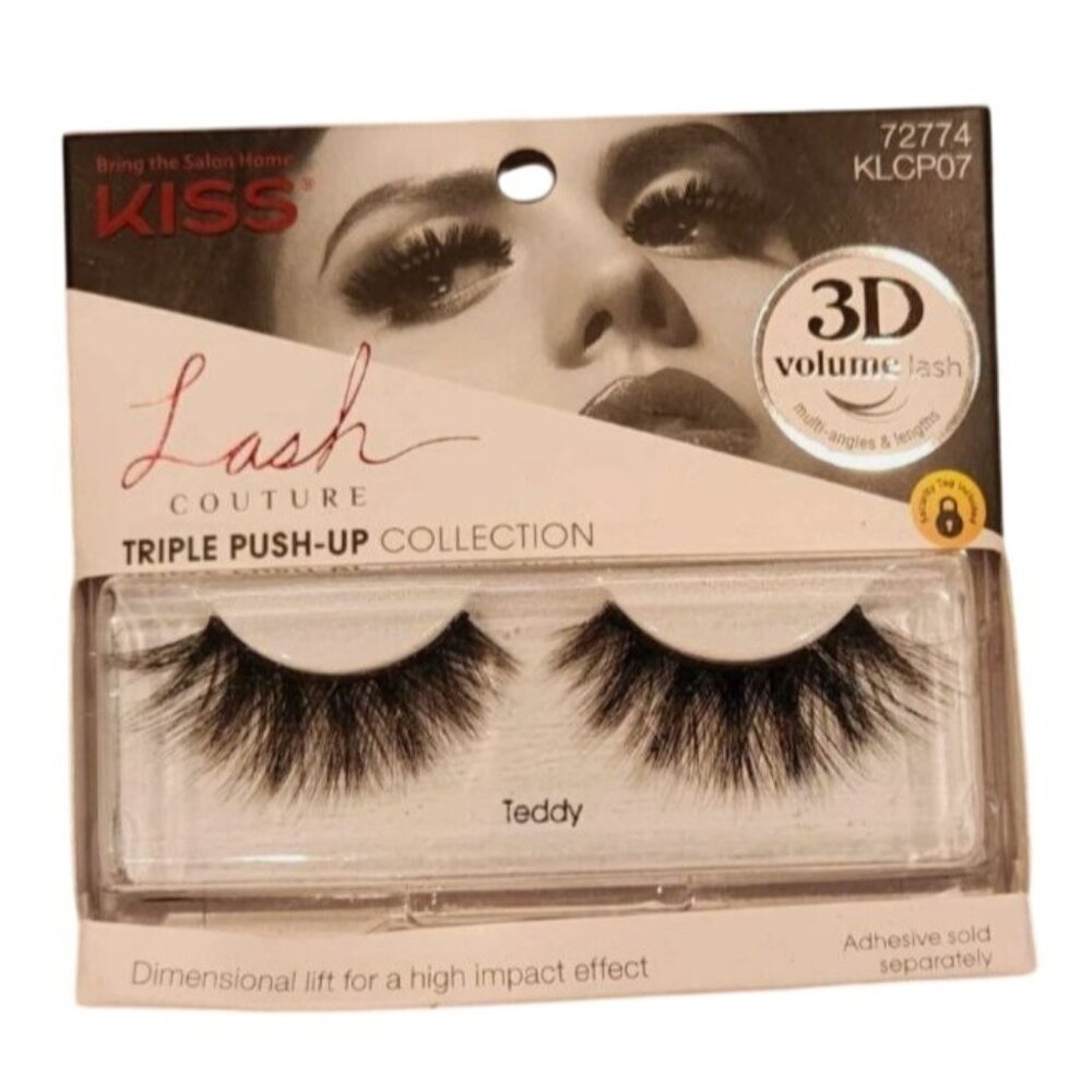 Kiss Lash Couture Triple Push Up False Eyelashes Teddy Black 3D Volume Falsies